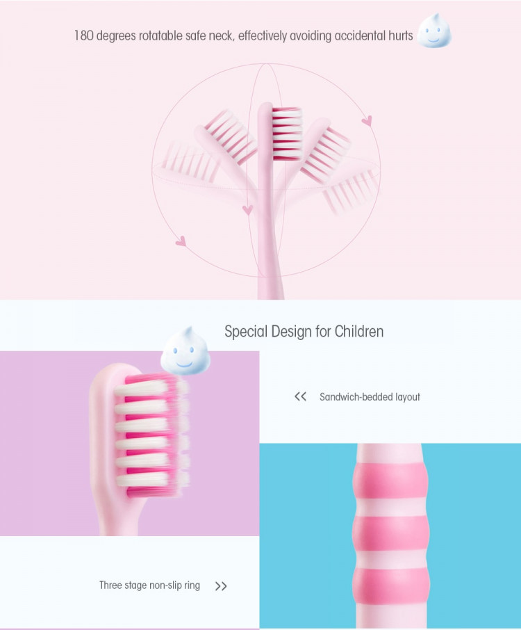 DOCTOR·B Cute Toothbrush for Children Kids 2PCS- Light Blue