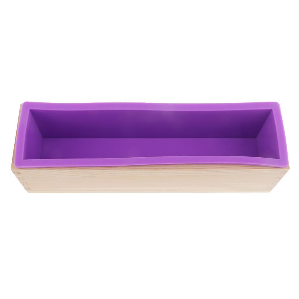 Flexible Rectangular Silicone Soap Loaf Mold with Wood Box for Handmade Soap Making Supplies, Also for DIY Chocolate, Cake, Bread, Toast Baking