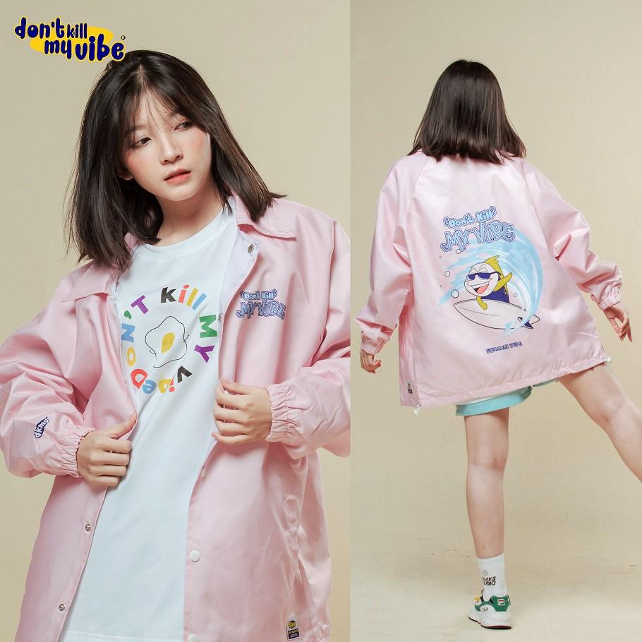 Áo khoác dù in hình màu hồng form rộng | DKMV Pink Surfing Jacket