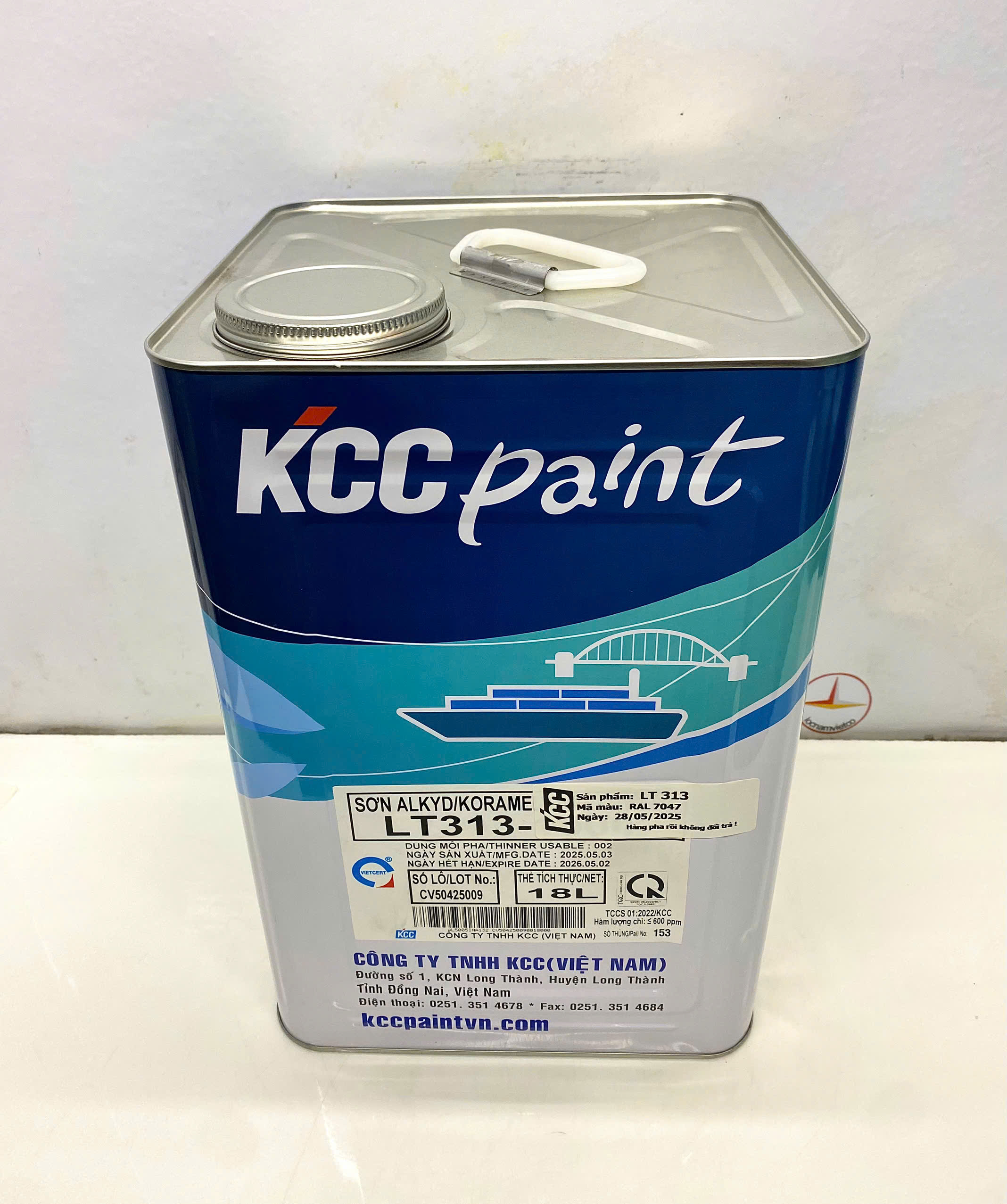 Sơn Alkyd KCC LT313 Base A màu xám RAL 7047 _18L