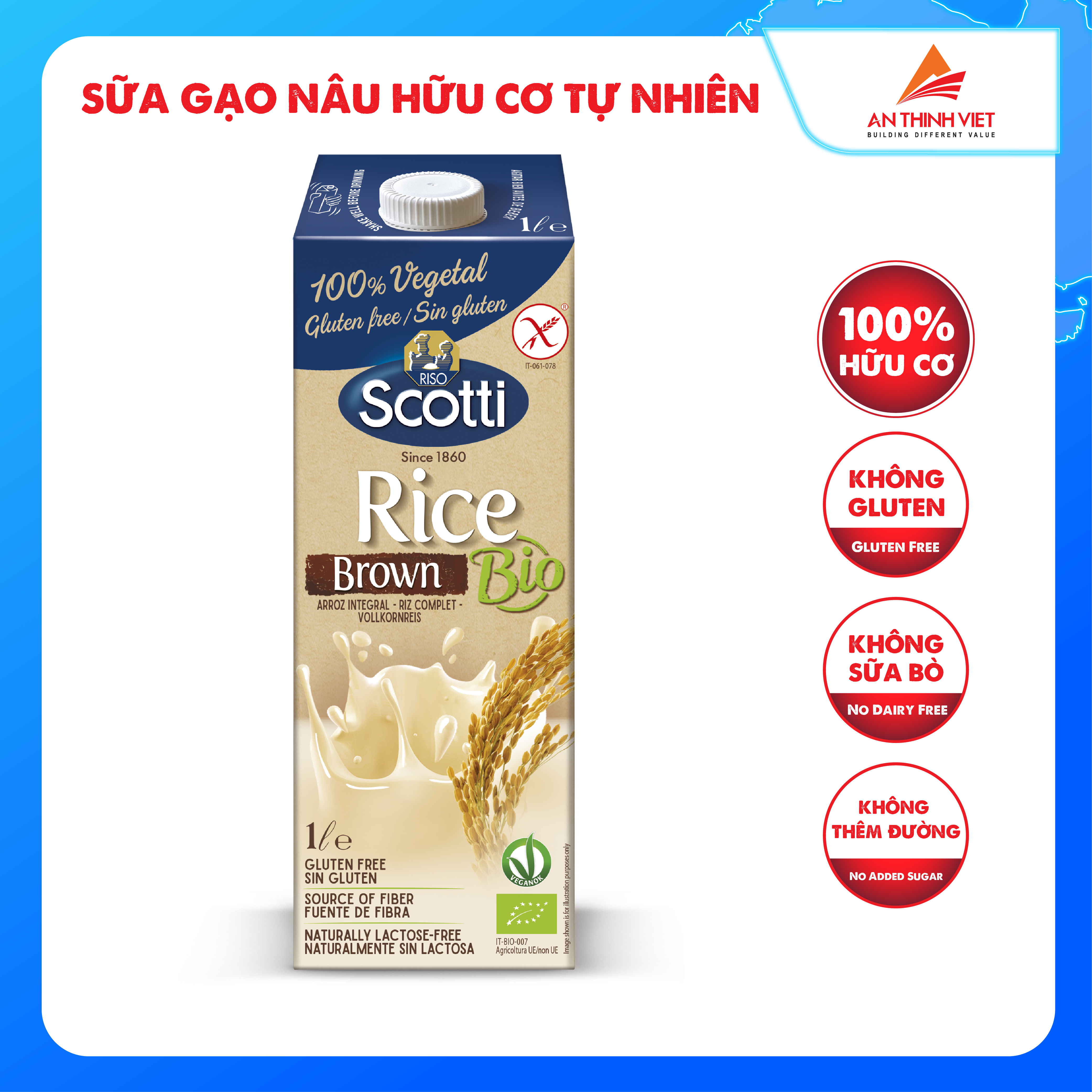 Sữa Gạo Lứt Hữu Cơ Tự Nhiên Riso Scotti - Bio Brown Rice Drink 1L