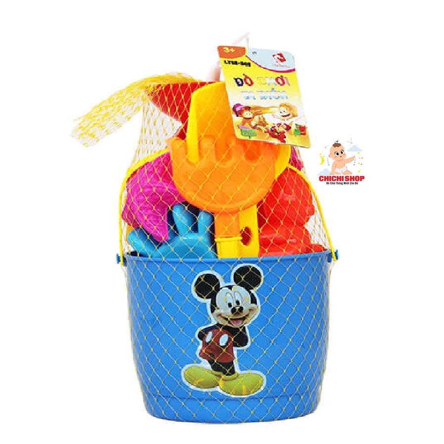 Bộ Đồ Chơi Túi Xô Đi Biển, Xô Xúc Cát Kèm Khuôn Tạo Hình Cát Đáng Yêu Ngộ Nghĩnh Cho Bé Thỏa Thích Vui Chơi