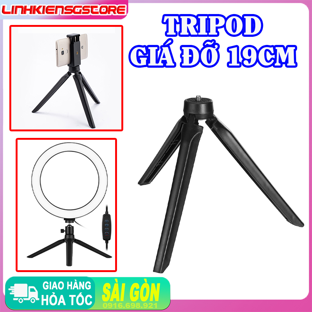 Tripod giá đỡ đèn live stream máy ảnh gậy tự sướng ren kim loại cao cấp