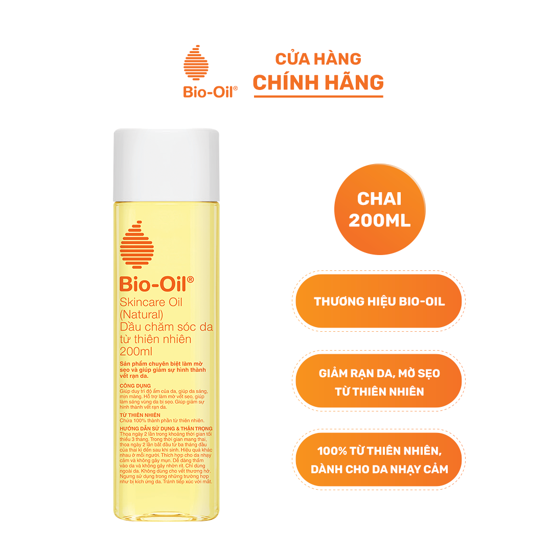 [HSD 4/2025] Dầu chăm sóc da từ Thiên Nhiên giúp giảm rạn dạ, mờ sẹo cho da nhạy cảm - BIO-OIL SKINCARE OIL (NATURAL) (chai 200ml)