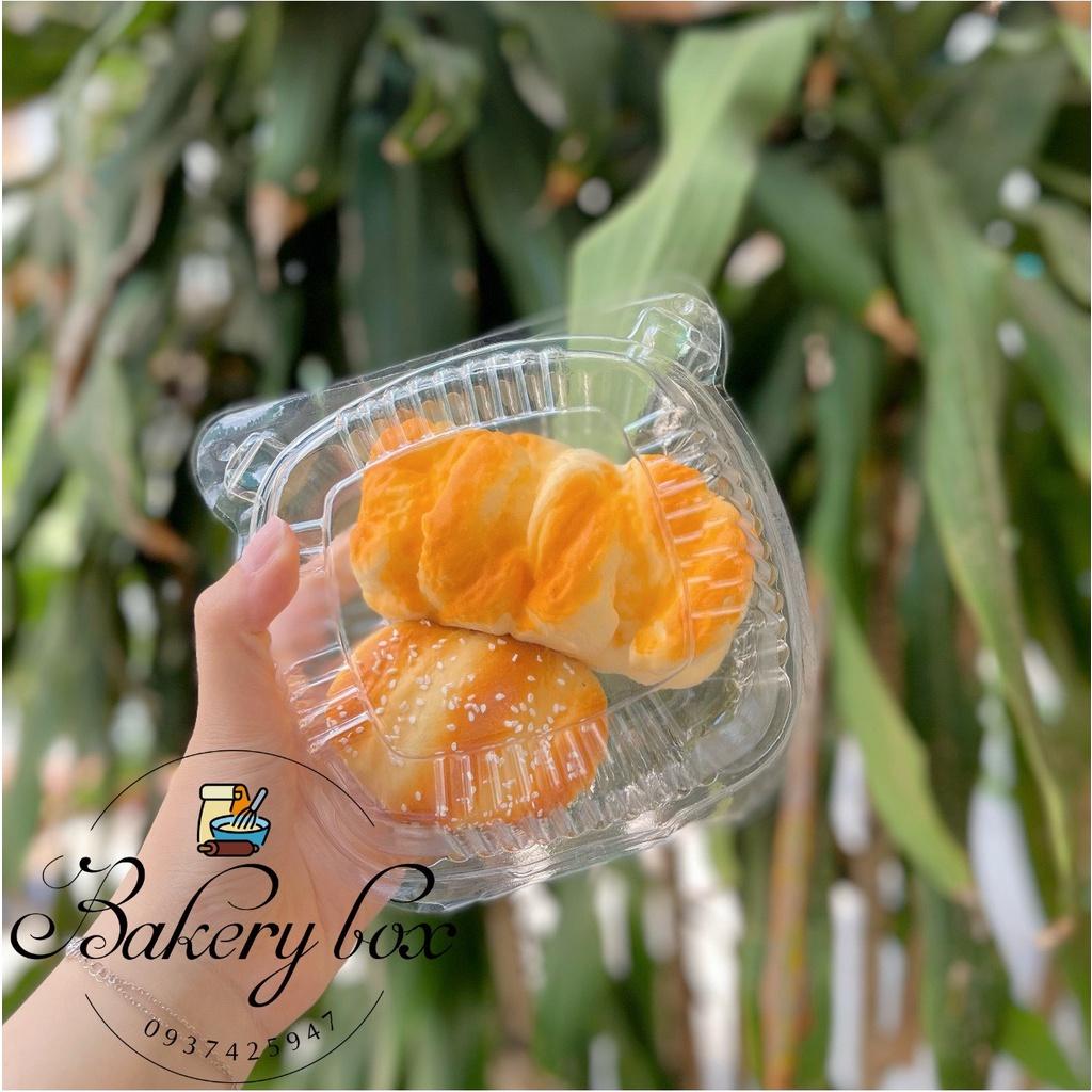 Hộp H129 | Set 100 Cái Nhựa Tai Gấu Đựng Thức Ăn - Bánh Mì Bơ Tỏi - Hamburger