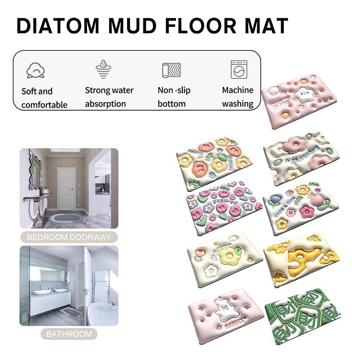 Thảm Chân 3D 60x40cm Màu Sắc Sống Động Đẹp Mắt