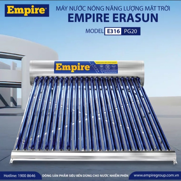 Máy Nước Nóng Năng Lượng Mặt Trời Empire Era Sun -Model E - 316 PG 200 lít- Hàng Chính Hãng.