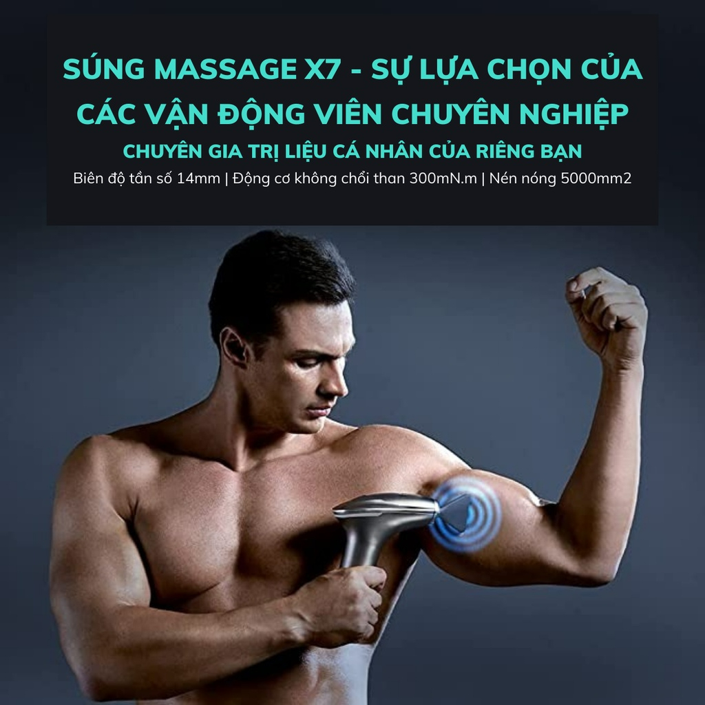 Súng Massage Đa Điểm SKG X7 có 5 chế độ Mát-xa và chườm nóng 3 cấp độ giúp giảm stress, phục hồi nhanh các nhóm cơ