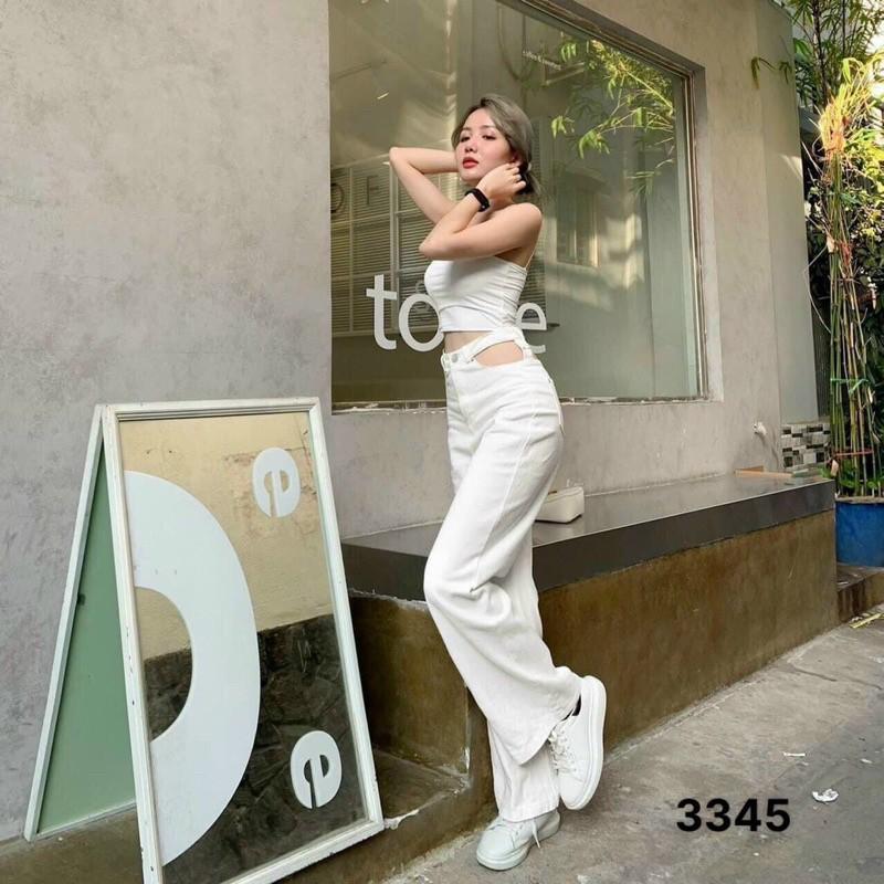 Quần Jeans Nữ - Quần Bò Jeans Nữ Ống Rộng Lưng Kiểu Jeans Ống Suông Màu Trắng Ulzzang Cực Xinh