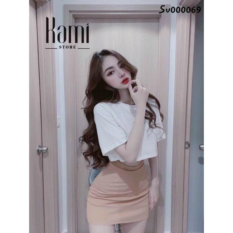 Set áo thun croptop + chân váy ôm body màu hồng màu nude siêu xinh chất vải borip co dãn tốt shop Tiến Linh