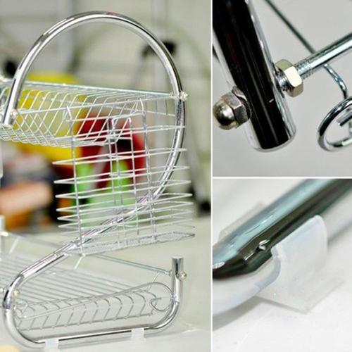KỆ ÚP CHÉN INOX 2 TẦNG CÓ KHAY THOÁT NƯỚC