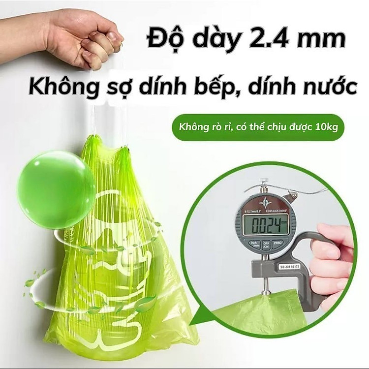 Cuộn Túi Đựng Rác Ngải Cứu Khử Mùi Có Dây Rút Khử Mùi, Kháng Khuẩn 45X43Cm