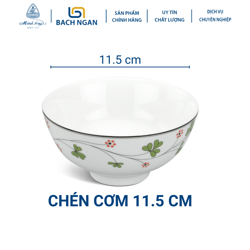 Bộ 10 Chén ăn Cơm Minh Long 11.5 cm Hoa May Mắn bằng sứ đẹp, cao cấp hàng đẹp cao cấp dùng để ăn cơm tron gia đình