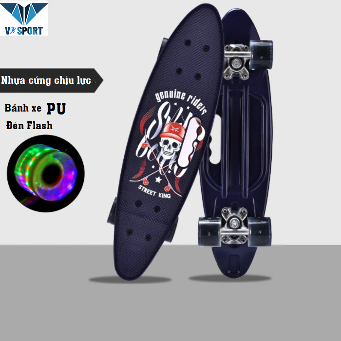 Ván Trượt Trẻ Em - Ván Trượt Skateboard Penny Chất Liệu Nhựa PP Chịu Lực, Bánh Xe Phát Sáng