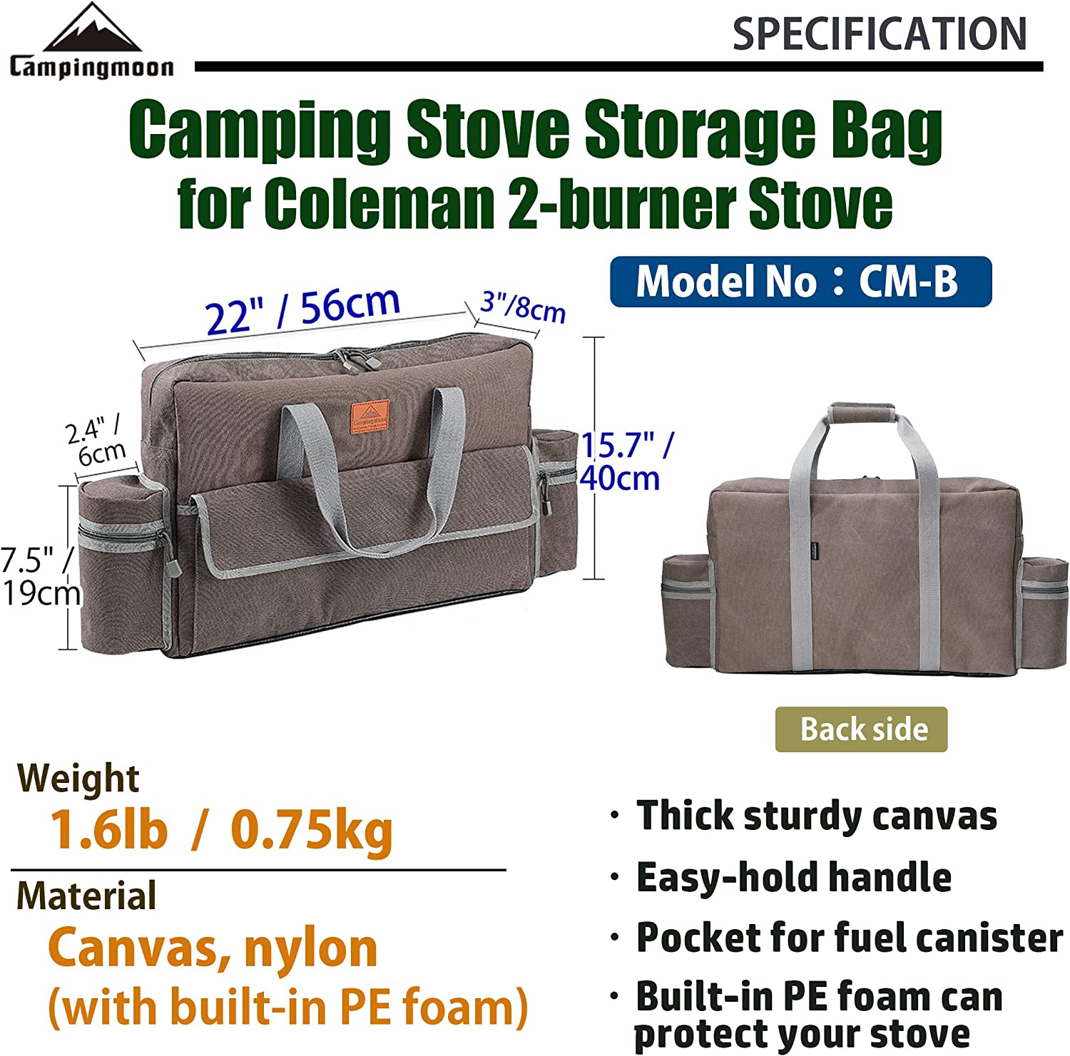 Túi đựng đồ nấu ăn dã ngoại canvas Campingmoon CM-B (cooker bag)