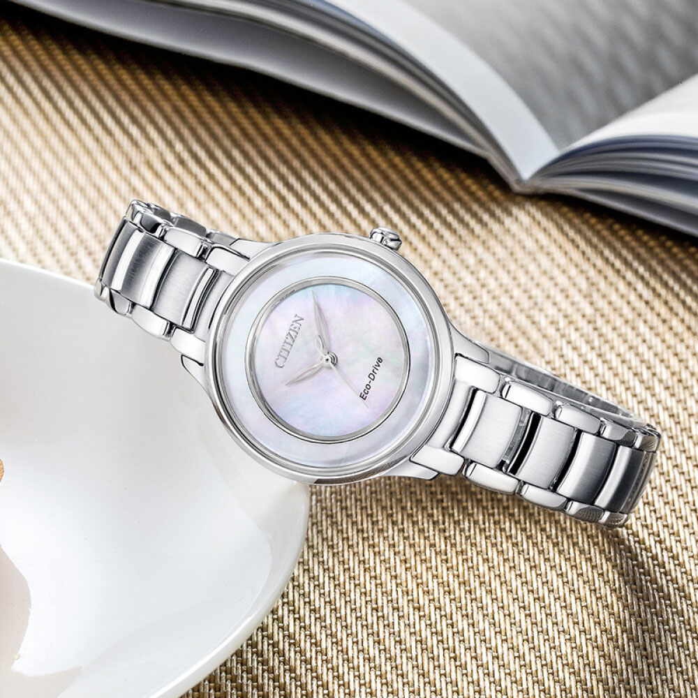 Đồng Hồ Nữ Citizen Dây Thép Không Gỉ EM0380-57D - Mặt Xà Cừ