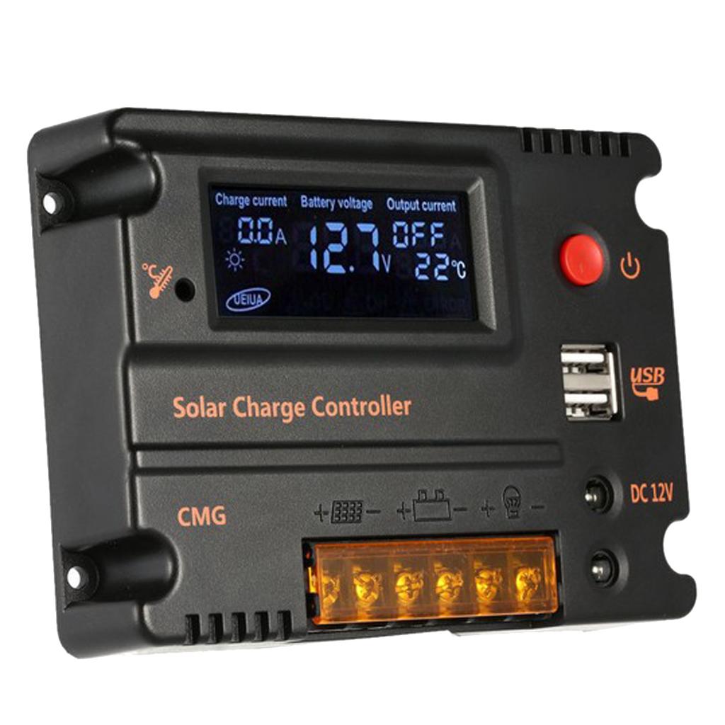 20A MPPT PWM Controller Waterproof Solar Charge Controller w/LCD Display and LED Bar