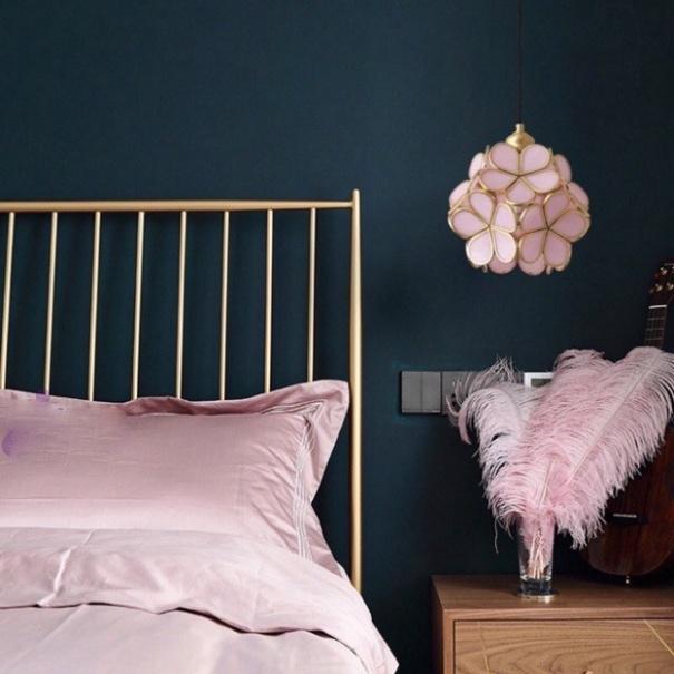 Đèn trang trí, đèn thả hoa chất liệu đồng thuần chất DT DDT