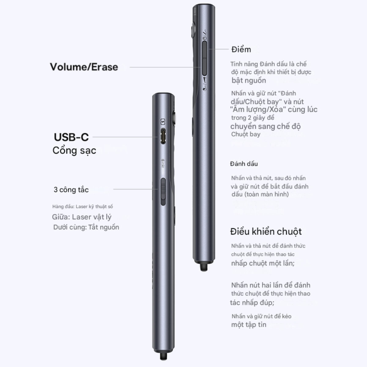 Bút Trình Chiếu Thông Minh Baseus Orange Dot AI Voice (Dual-Laser, AI-Powered Voice-to-Text) - Hàng chính hãng