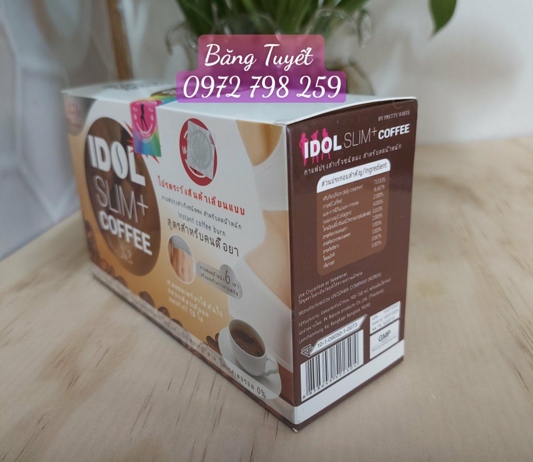 Cafe giam can IDOL SLIM + X2 mẫu mới chuẩn hàng thái hộp 10 gói giảm 3-6kg