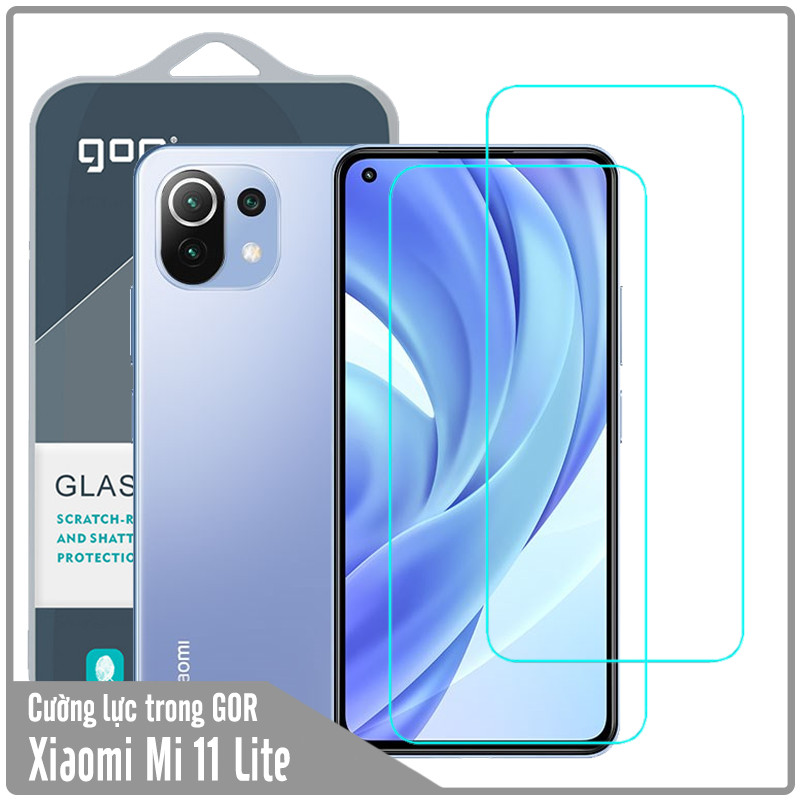 Bộ 2 miếng kính cường lực Gor cho Xiaomi Mi 11 Lite Trong suốt - Hàng Nhập Khẩu