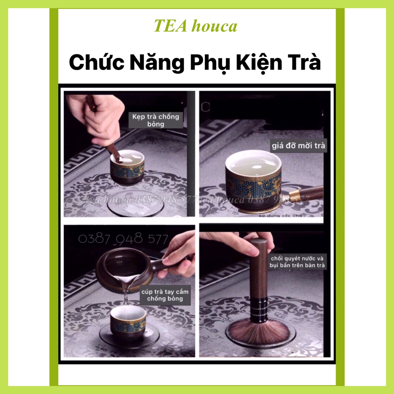 Bộ ấm chén pha trà đẹp Cối xay gốm sứ cao cấp,Bộ chén uống trà đạo 18 chi tiết hoa cẩm xanh lòng chén trắng 