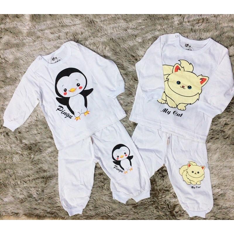 Combo 2 bộ đồ dài trắng bosbibi in hình thú Bo014 cho bé