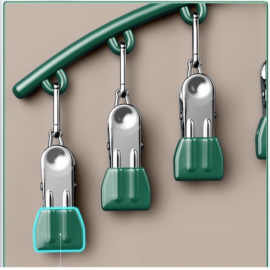 Móc Treo Đồ Lót, Tất, Quần Áo Trẻ Nhỏ Có Khóa Chống Gió,10 Móc Kẹp Bằng Inox