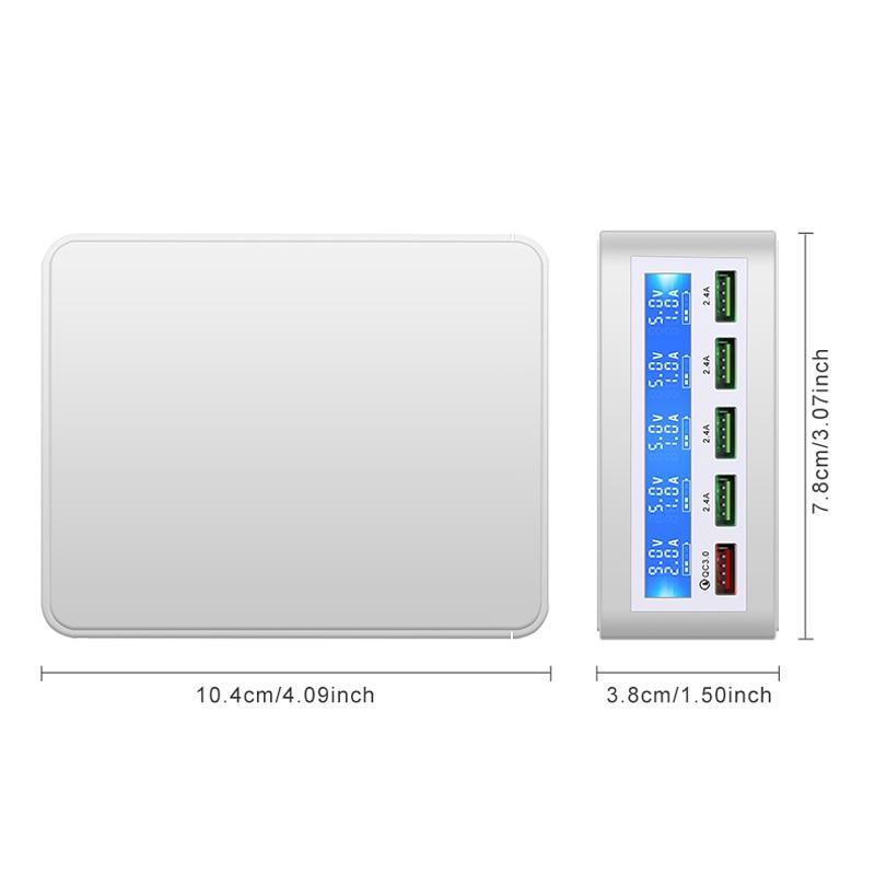 Đế Sạc Nhanh Để Bàn 40W 5 Cổng USB 3.0 Có Đèn LED Cho iPhone X 8 7 6 iPad