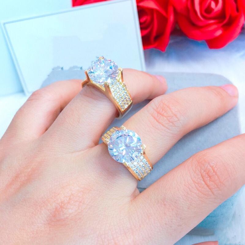 Nhẫn mạ vàng hột trụ nam nữ