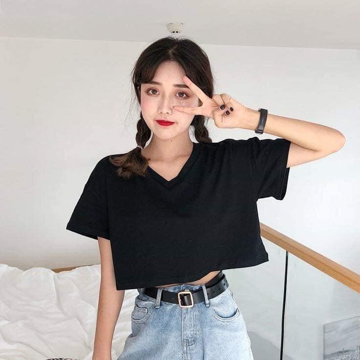 ÁO THUN CROPTOP FORM RỘNG TAY LỠ - ÁO NHÓM CROP NGẮN TAY BASIC 8