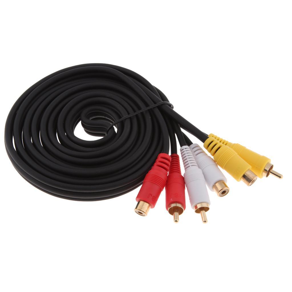 1.8m 3 RCA to 3 RCA Male to Female Audio Video Extension Cable Cord for TV