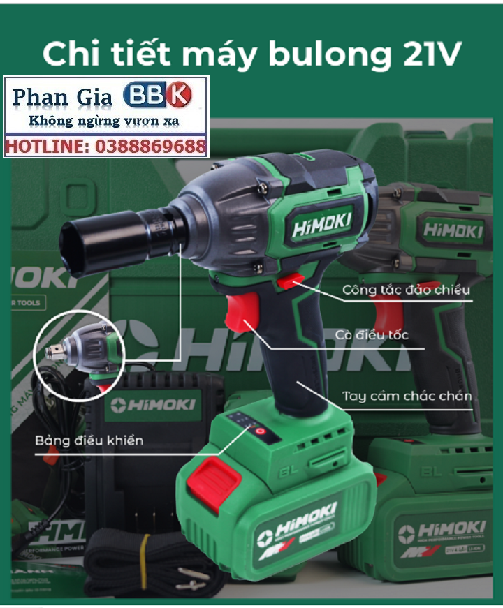 Máy Siết Bulong Đa Năng HIMOKI-HM-IW350N 21V - Motor Ruột Đồng 100% - Động Cơ Không Chổi Than Siêu Mạnh Mẽ