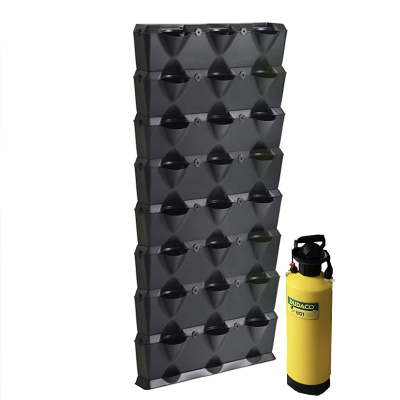 Chậu Trang Trí Cây Ban Công Đứng Vertical nhập khẩu Minigarden Bồ Đào Nha KÈM giải pháp Tưới Nhỏ Giọt Bán tự động dù ban công KHÔNG có vòi cấp nước