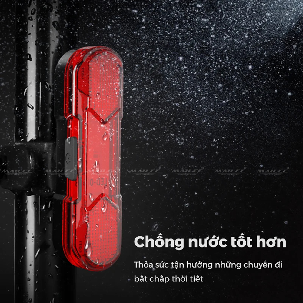 Đèn Hậu Xe Đạp USB LED AS-1010 pin sử dụng 4-8h dung lượng 210mAh, Chống Nước Đi Đêm Địa Hình Cảnh Báo Phụ Kiện- Mai Lee