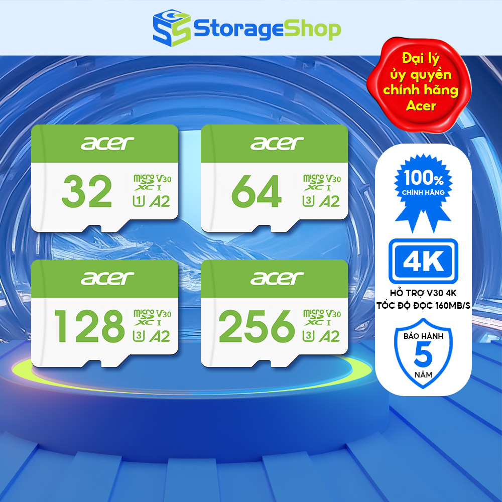 Thẻ nhớ Acer MicroSD Card MSC300 4K UHS-I tốc độ đọc/ghi lên đến 160/120MB/s - Hàng chính hãng bảo hành 5 năm | Thẻ nhớ camera chuyên nghiệp 64GB |128GB | 256GB