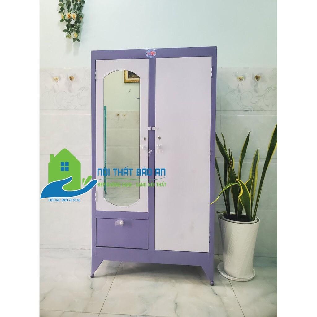 Tủ sắt quần áo 2 cửa ngang 1m2 cao 1m8