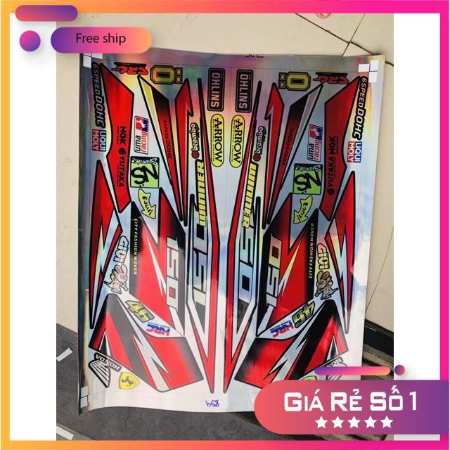 Tem rời dành cho xe winner đỏ đen gtr chất liệu Crom titan ánh 7 màu