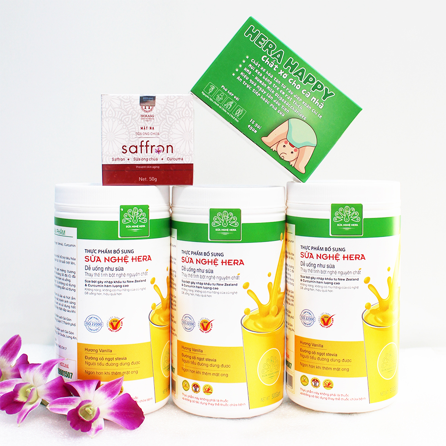 Combo 3 hộp Sữa Nghệ Hera 500g - HẾT ĐAU DẠ DÀY và giúp LỢI SỮA cho con bú