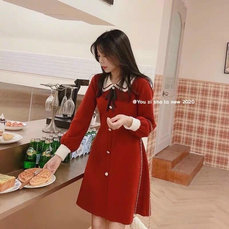 Váy len nơ QC cao cấp