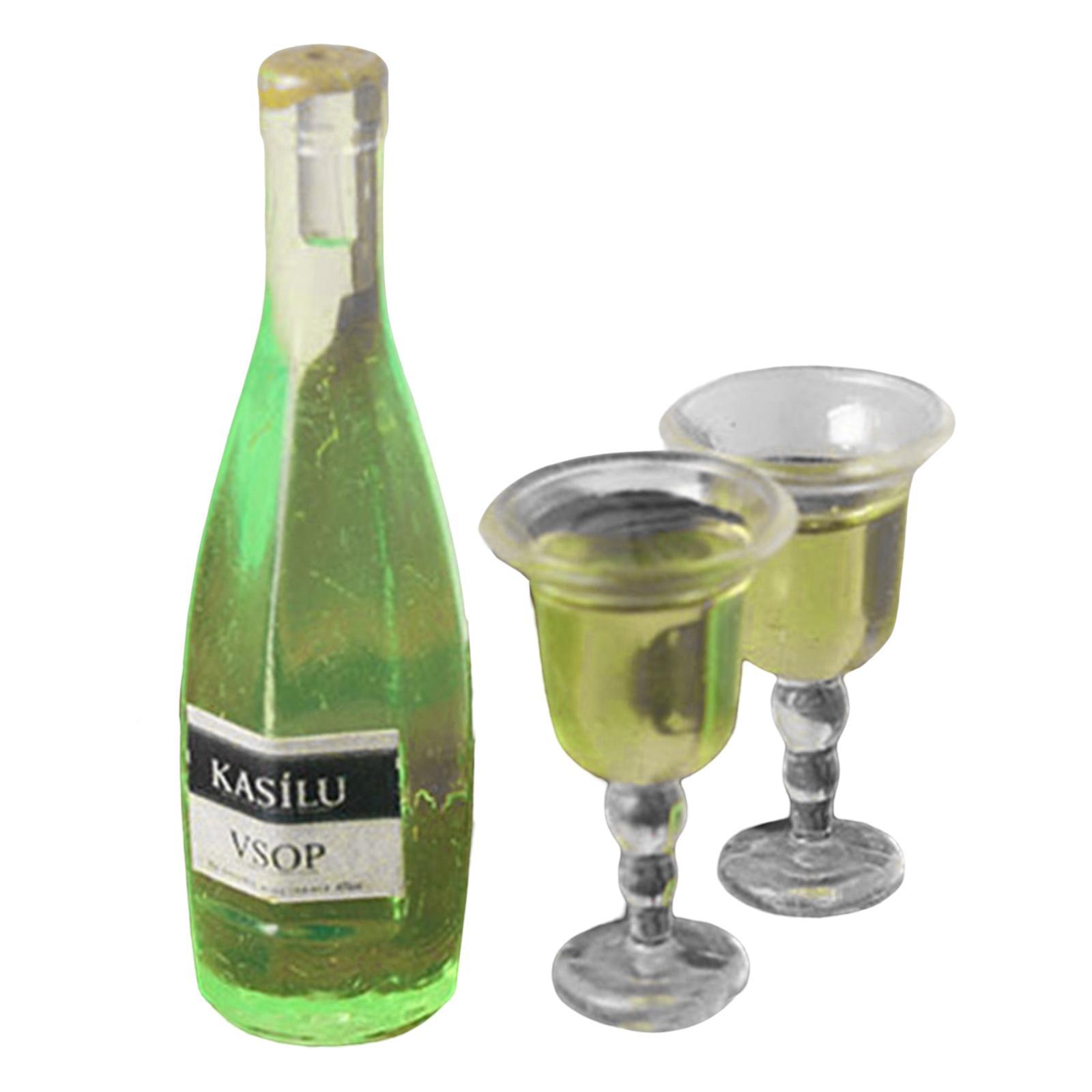 1/12 Scale Dollhouse Miniature  Bottle with  Cups for Dining Room