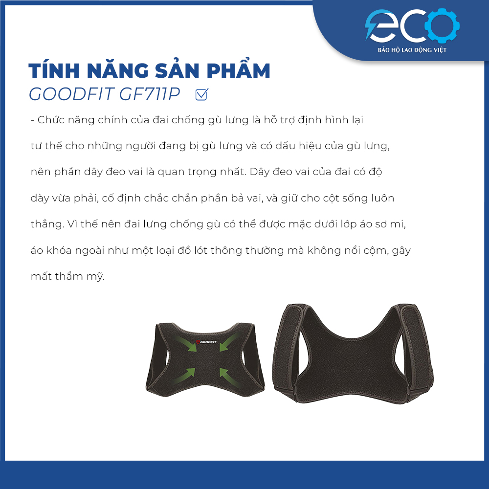 Đai chống gù lưng nam, nữ chính hãng GoodFit đai định hình cơ thể chất liệu bền, thoáng khí GF711P