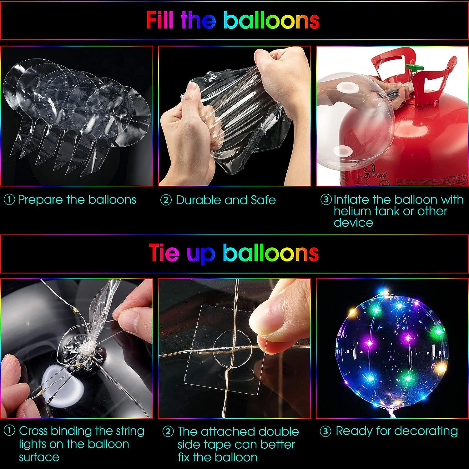 6 Cái BoBo LED Phát Sáng Bóng Bay, Bóng Bay Heli Bong Bóng Trong Suốt Với 10ft Dây Đèn Cho Giáng Sinh Đám Cưới Trang Trí Tiệc Sinh Nhật