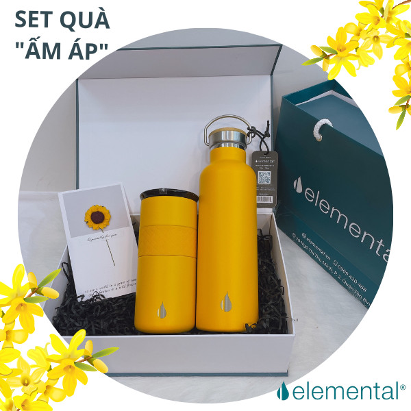 Bình giữ nhiệt Elemental cao cấp, set quà Ấm Áp, quà tặng ý nghĩa tặng người thân