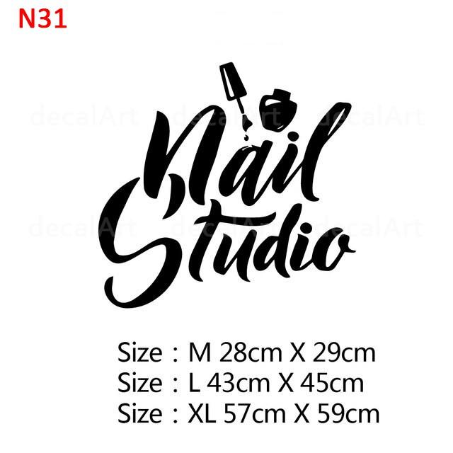 Decal Trang Trí Cửa Tiệm Nail - Spa - HairSalon - Nối Mi P2