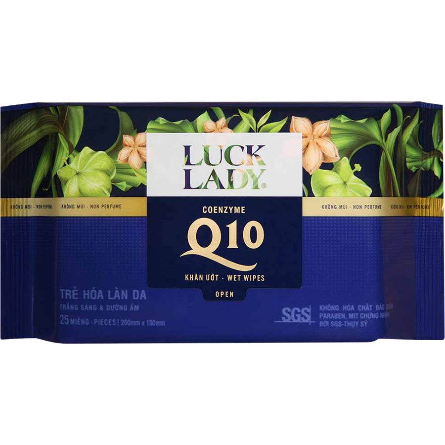 Combo 5 Gói Khăn Ướt Luck Lady Q10 (25 Tờ/ Gói)