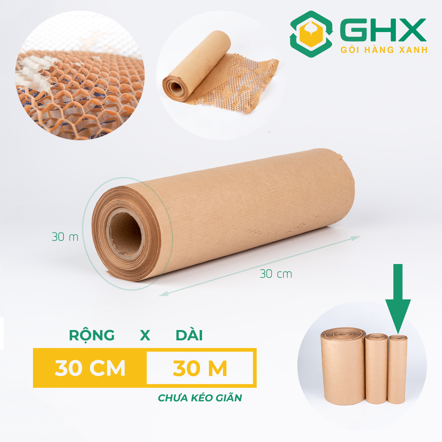 Giấy Tổ Ong Size 30cm - Gói hàng chống sốc - Chất giấy kraft xi măng 80gsm loại 1 - Thay bóng khí/xốp nilon