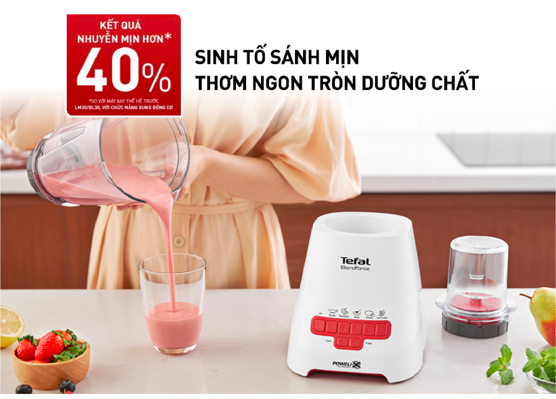 Máy xay sinh tố Tefal BL477566, 800W, 2L - Hàng chính hãng