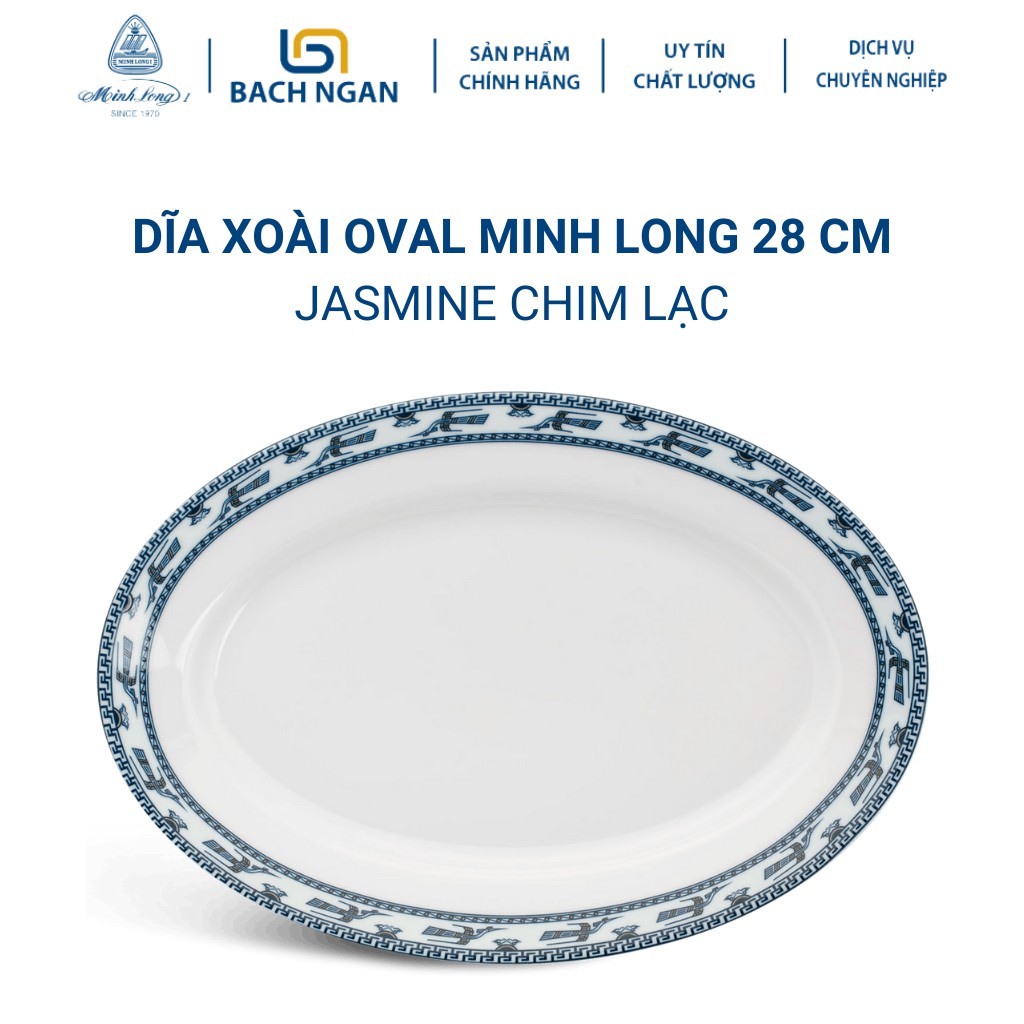 Dĩa oval 28 cm - họa tiết chim lạc