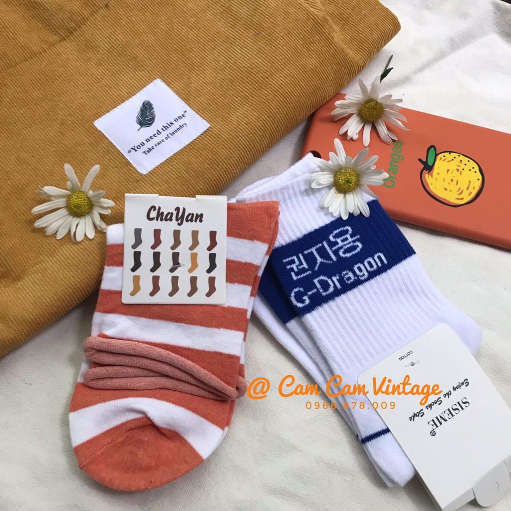 TẤT VỚ CAO CỔ NỮ VỚ CAO CỔ NAM VINTAGE SỌC KHOANG NHỎ